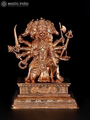 5" Small Sitting Ten Armed Panchamukhi Hanuman | Bronze Statue