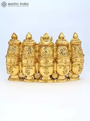 15" Five Headed Goddess Gayatri Wall Hanging | Brass Statue