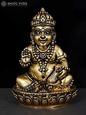 2" Small Superfine Blessing Lord Kubera | Brass Statue