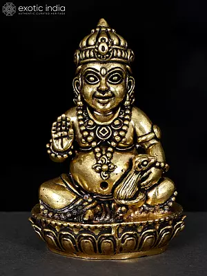 2" Small Superfine Blessing Lord Kubera | Brass Statue