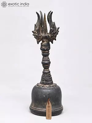 11" Tibetan Bell Topped with Open Pronged Dorje (Five Pronged Symbolic of Five Gyani Buddhas)