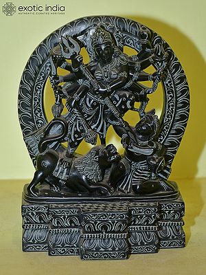10" Goddess Durga (Mahishasuramardini) | Orissa Stone Statue | Exquisite Handmade Indian Art