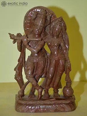 11" Radha Krishna Stone Statue | Orissa Stone Sculpture | Exquisite Handmade Indian Art