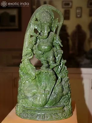24" Lord Ganesha Standing on Sheshnag | Orissa Stone Statue | Exquisite Handmade Indian Art