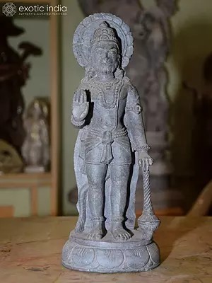 12" Blessing Lord Hanuman | Orissa Stone Statue | Exquisite Handmade Indian Art