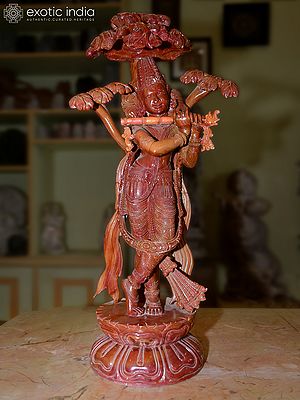 26" Lord Krishna Kanhaiya Playing Flute | Hand Carved Orissa Stone Statue | Traditional Indian Handmade Art