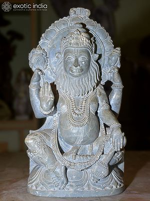 12" Lord Narasimha | Hand Carved Orissa Stone Statue | Traditional Indian Handmade Art