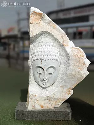 79" Lord Buddha Face | Modern Art Sculpture | Marble | Exquisite Indian Art