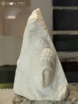 19" Lord Buddha Face | Modern Art Statue | Marble | Exquisite Indian Art