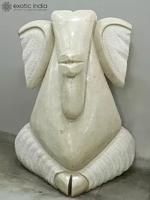 46" Seated Lord Ganesha | Modern Art Sculpture | Marble | Exquisite Indian Art