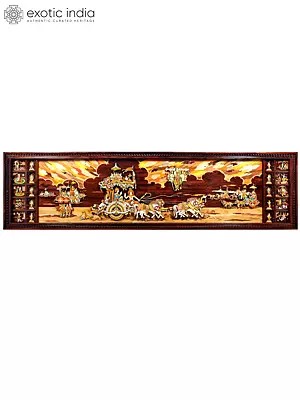 168" Super Large Dashavatara of Lord Vishnu with Geeta Updesh | Inlay Wood Panel
