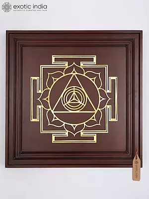 23" Chinnamasta Yantra for Spiritual and Material Benefits | Brass Yantra on Wood Frame | Wall Hanging