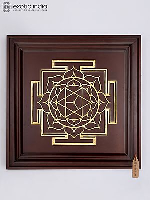 23" Kamalatmika Yantra for Attract Wealth and Good Fortune | Brass Yantra on Wood Frame | Wall Hanging