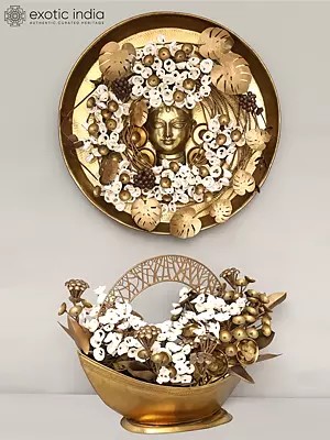 36" Decorative Pair of Blooming Nature in Brass - Divine Harmony | Home Decor Item