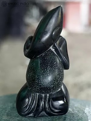 8" Lord Ganesha | Abstract Modern Art Black Stone Statue | Exquisite Indian Art