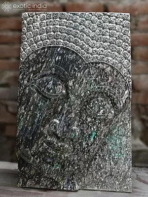 38" Lord Buddha Face | Modern Art Stone Statue | Exquisite Indian Art