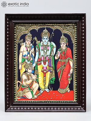 Shri Ram Darbar with Intricate Details and Vibrant Colors | Handmade Tanjore Painting | Traditional Colors with 24 Karat Gold | With Frame