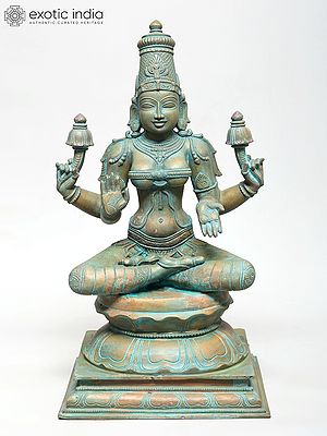 16" Four Armed Blessing Goddess Lakshmi | Madhuchista Vidhana (Lost-Wax) | Panchaloha Bronze from Swamimalai