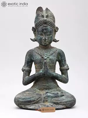 10" Bhakta Prahalad Worshiping Lord Narayan | Brass Statue