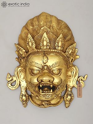 13" Kaal Bhairava Head for Wall | Brass Statue | Made in India