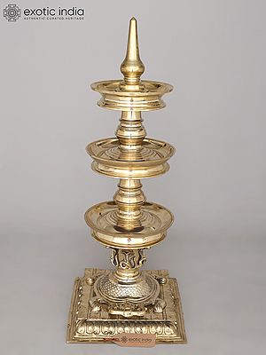 41" Large Tortoise Base Deepasthambham - Traditional Brass Lamp | Ritual Item | Made in India