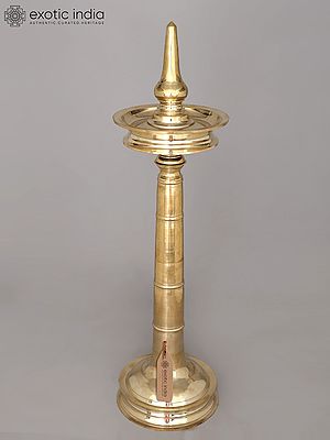 38" Large Nilavilakku - Traditional Deepasthambham in Brass | Ritual Item | Made in India