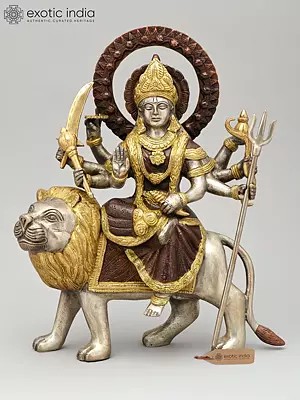 12" Sherawali Maa (Goddess Durga) | Brass Statue