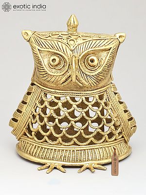 4" Small Goodluck Owl - Symbol of Wisdom, Prosperity and Good Fortune | Tribal Brass Statue