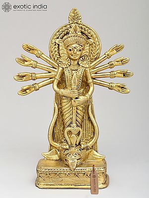 5" Small Goddess Durga - Mahishasura Mardini | Tribal Brass Statue | Made in India