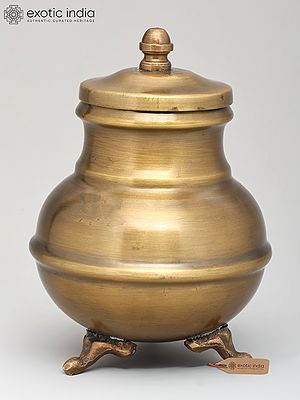 5" Small Ganga Jal (Holy Water) Pot in Brass | Made in India