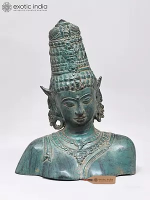 6" Small Size Goddess Parvati Bust Brass Idol | Handmade