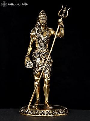 11" Superfine Standing Lord Shiva | Brass Statue