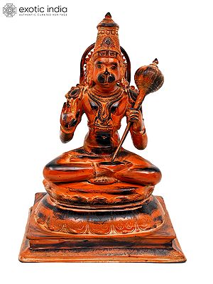 18" Sindoori Colored Blessing Lord Hanuman | Brass Statue