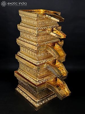 52" Large Set of Five Abhishek Patras in Brass