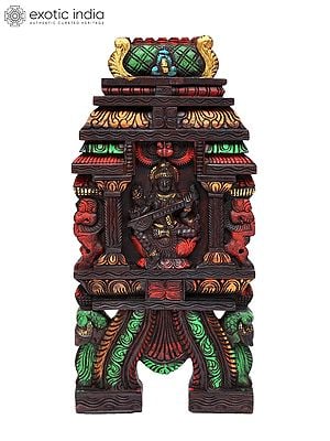 24" Goddess Saraswati | Kavadi Wall Panel