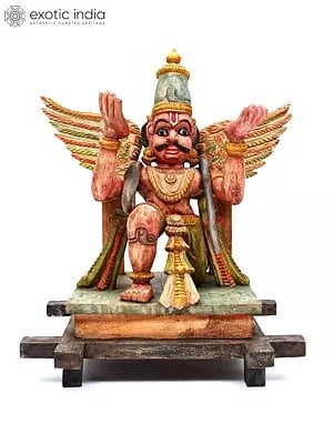 24" Garuda - Vahana of Lord Vishnu | Wood Carved Statue