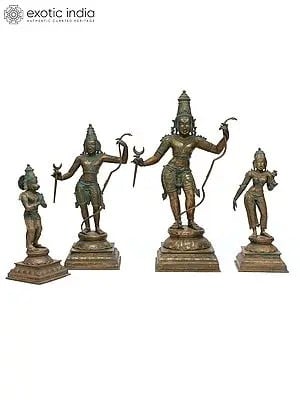 30" Large Shri Ram Darbar | Set of Four Bronze Statues