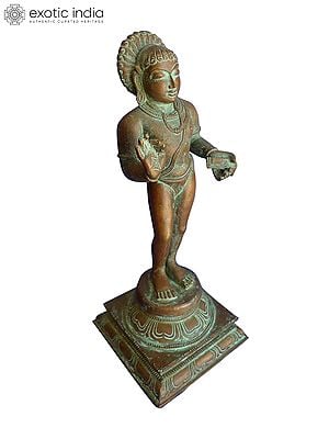 12" Manikkavacakar Standing On Pedstal Idol | Bronze Statue