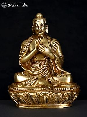 9" Lord Buddha in Dharmachakra Mudra | Brass Statue