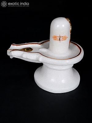 9" White Marble Shivalingam