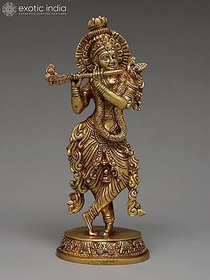 9" Tribhanga Murari Krishna | Brass Statue