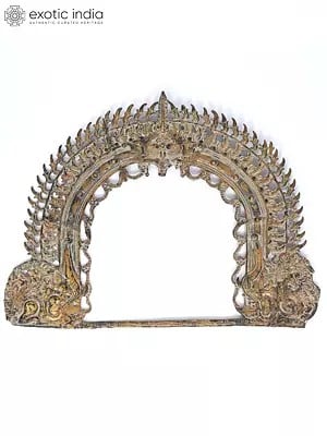 31" Large Kirtimukha Prabhavali in Brass | Wall Hanging