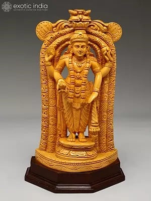 18" Lord Guruvayurappan (Vishnu) | White Wood Statue