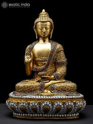 16" Lord Buddha Preaching His Dharma In Brass | Handmade | Made In India