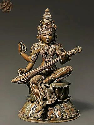 15" Premium Bronze Lakshmi Idol – Handcrafted Hindu Goddess Statue