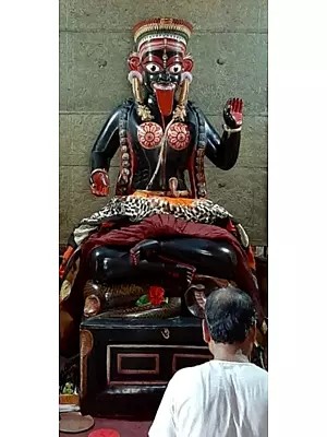 42" Four Armed Guhya Kali Bronze Idol – Handcrafted Hindu Goddess Statue