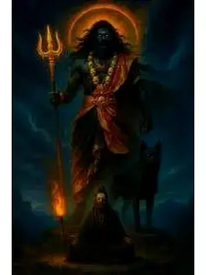 40" Four Armed Standing Mahakal Bronze Idol – Handcrafted Hindu God Statue