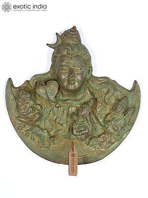 15" Lord Shiva Family Wall Hanging | Brass Statue