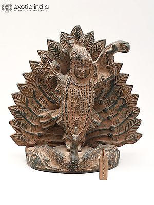 7" Divine Shrinath Ji Standing on Peacock Throne | Brass Statue