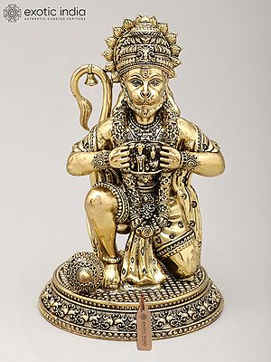6" Small Superfine Lord Hanuman Tearing His Chest to Show Shri Rama and Sita in His Heart | Brass Statue